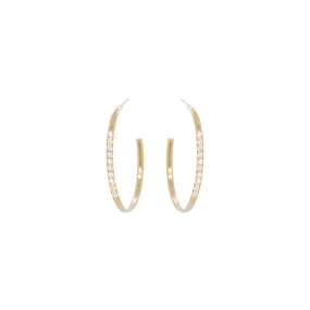 14k Pavé Diamond Front Medium Hoops