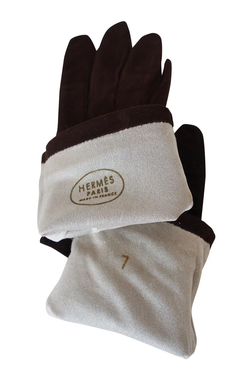 1950s Hermes Suede & Leather Gloves 7