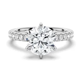 3 CT. Six-Prong French Pavé Moissanite Engagement Ring