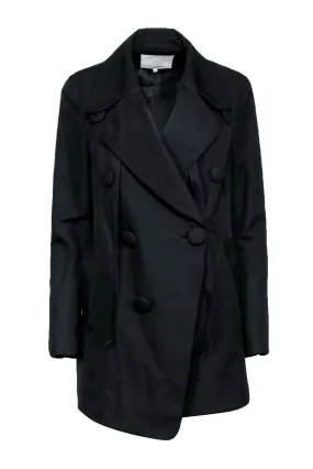 3.1 Phillip Lim - Black Large Button Double Breasted Trench Coat Sz 6