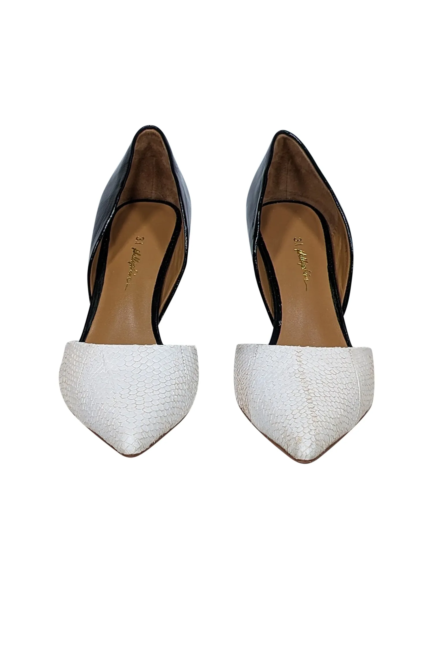 3.1 Phillip Lim - White Snake Embossed & Black Patent Leather Pumps Sz 6.5