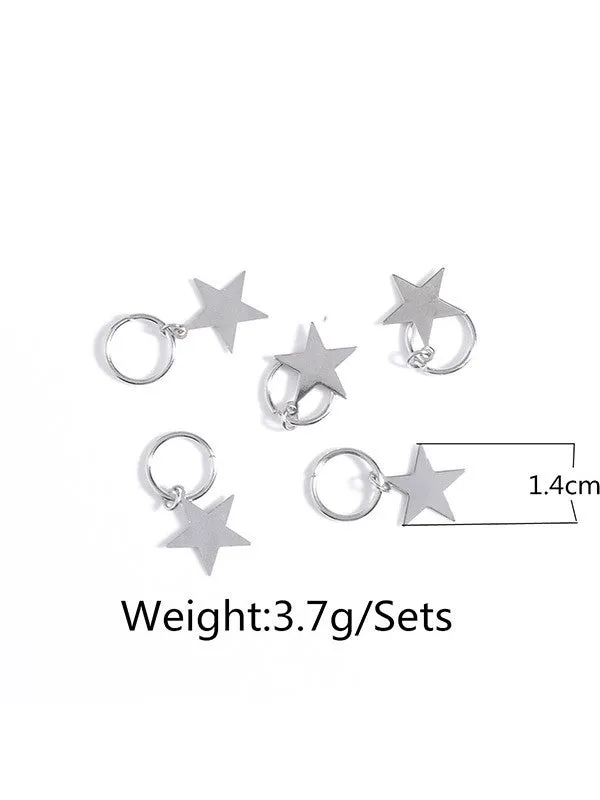 5Pcs Per Set Silver Gold Hair Rings