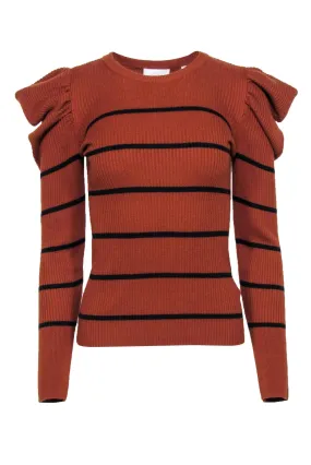 7 For All Mankind - Tan w/Black Stripes Sweater Sz S