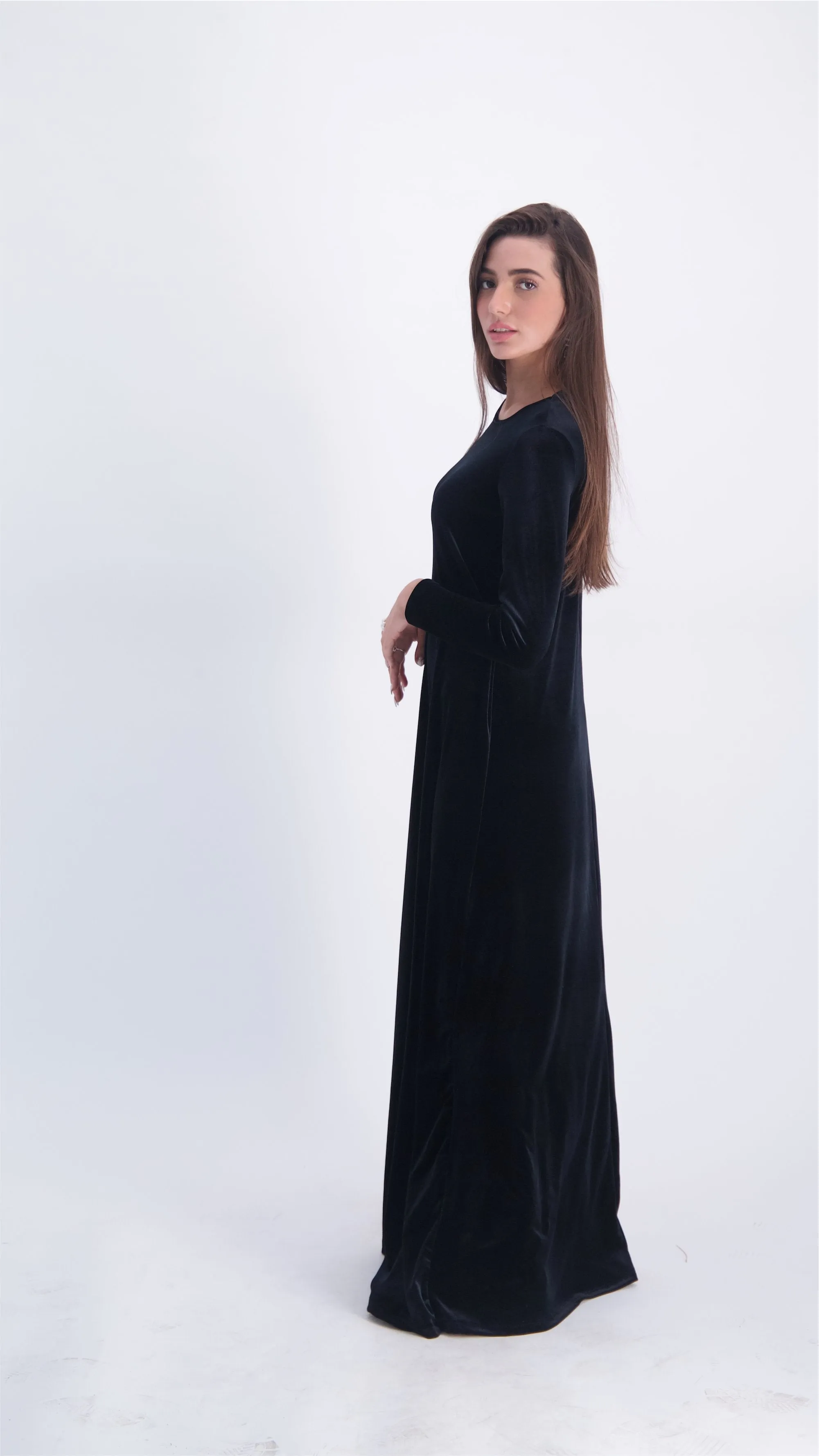 A-line Maxi Velvet Dress / Black