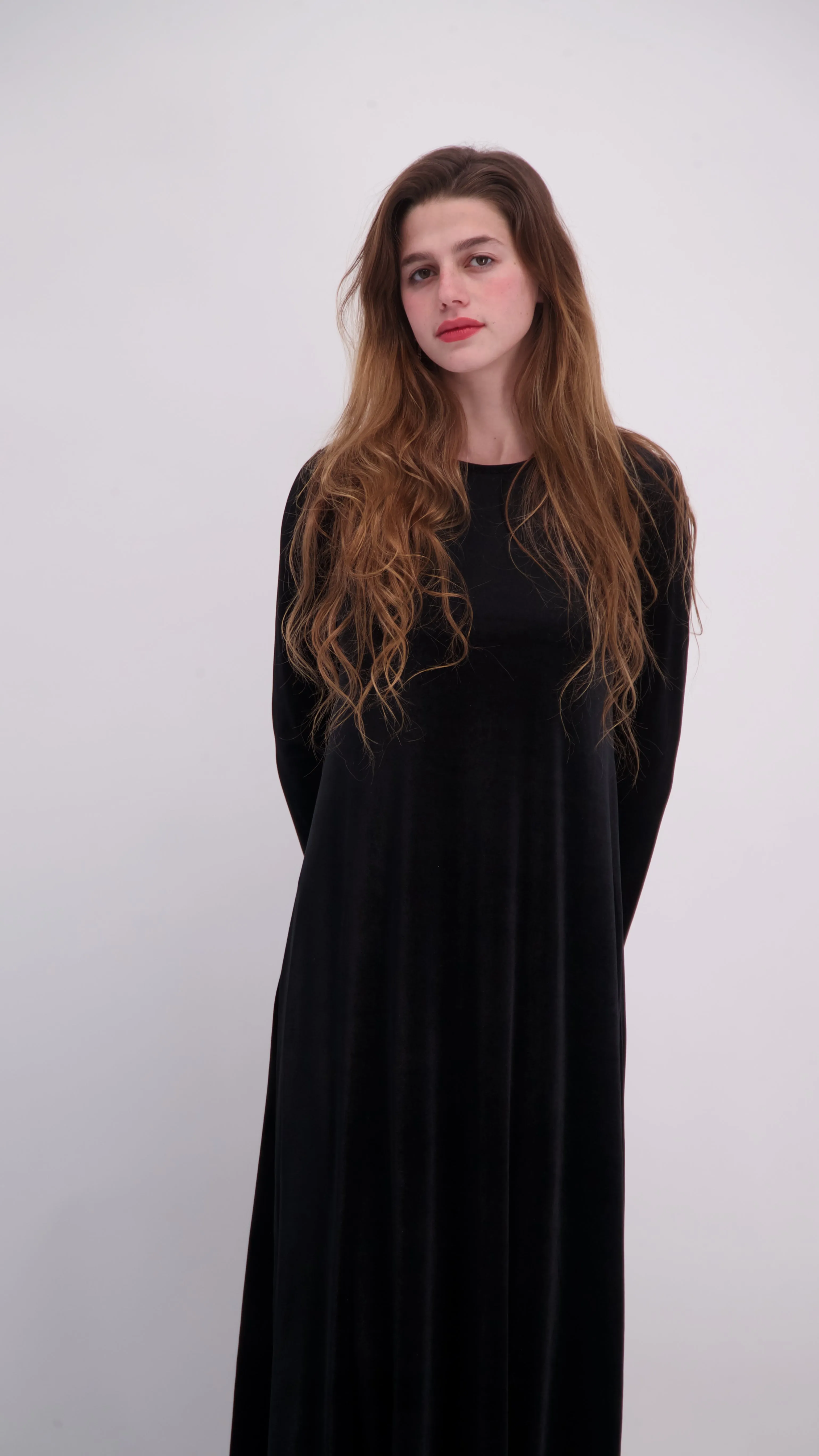 A-line Maxi Velvet Dress / Black