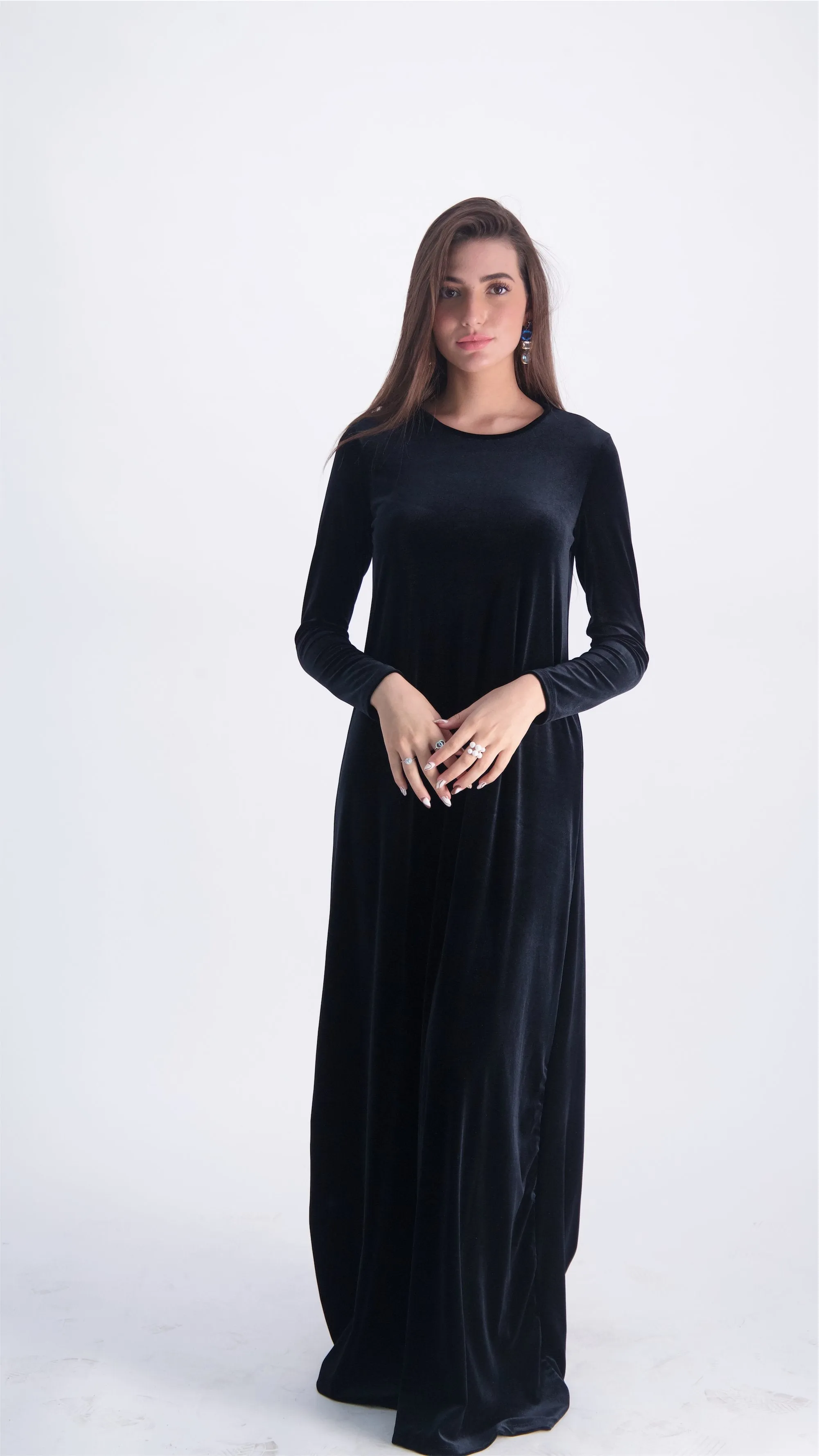 A-line Maxi Velvet Dress / Black