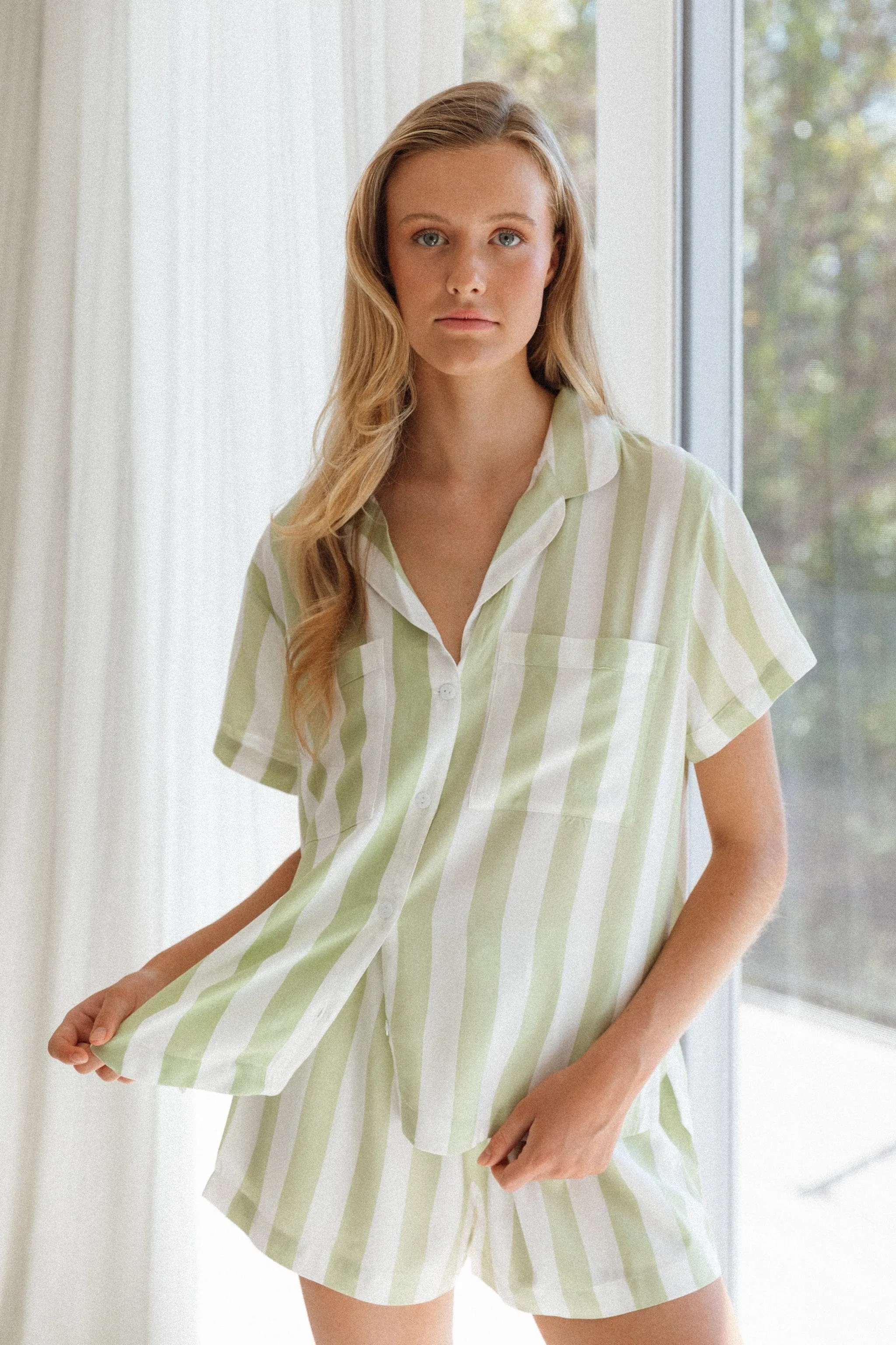 Abigail Sleep Set - Stripe - Margarita Green