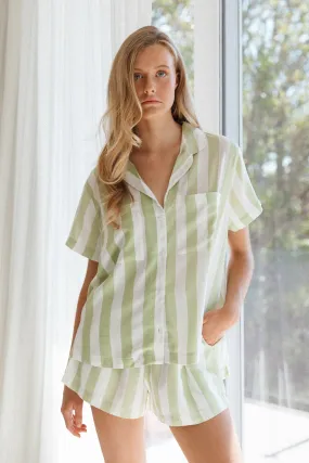 Abigail Sleep Set - Stripe - Margarita Green