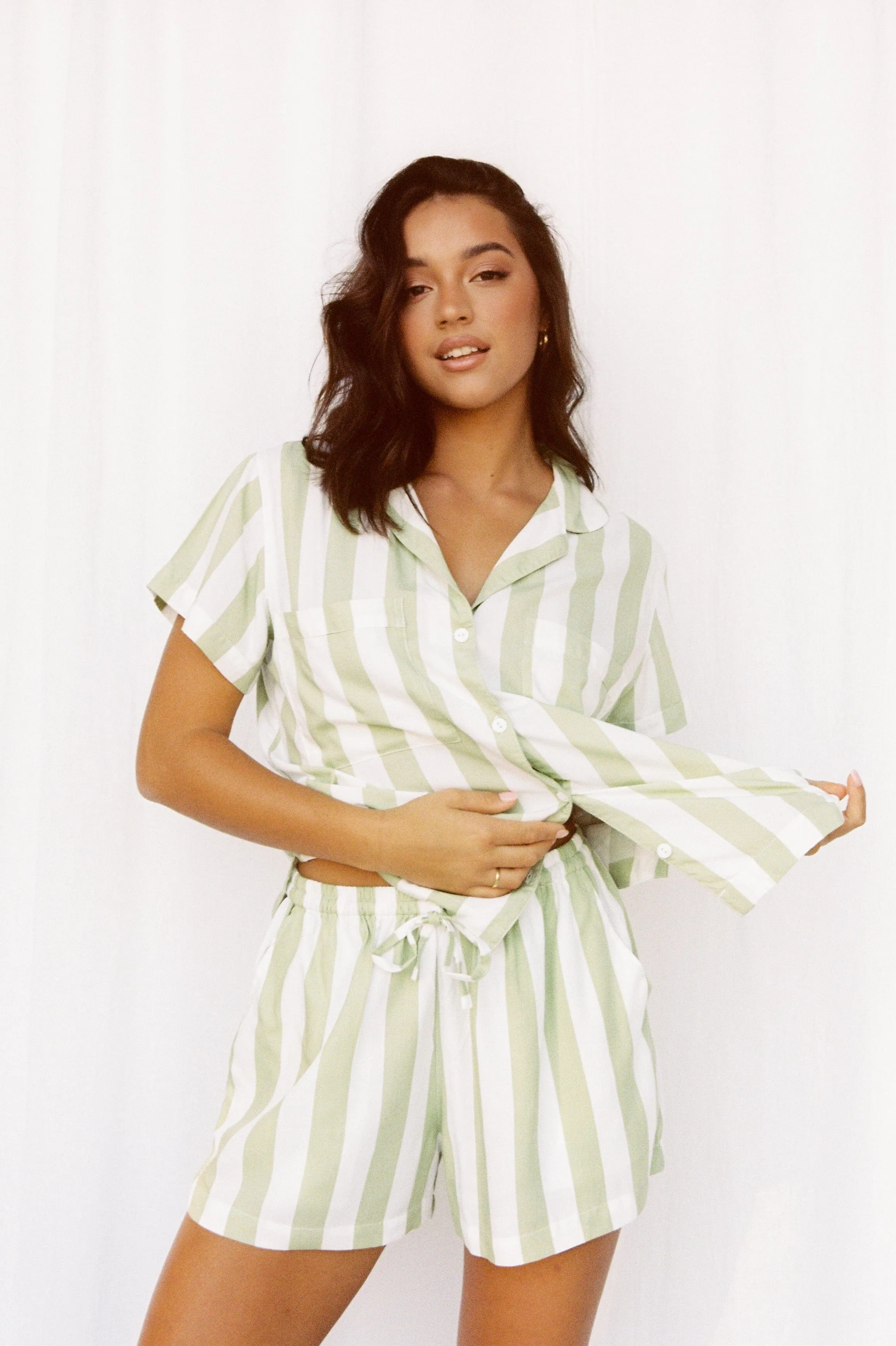 Abigail Sleep Set - Stripe - Margarita Green