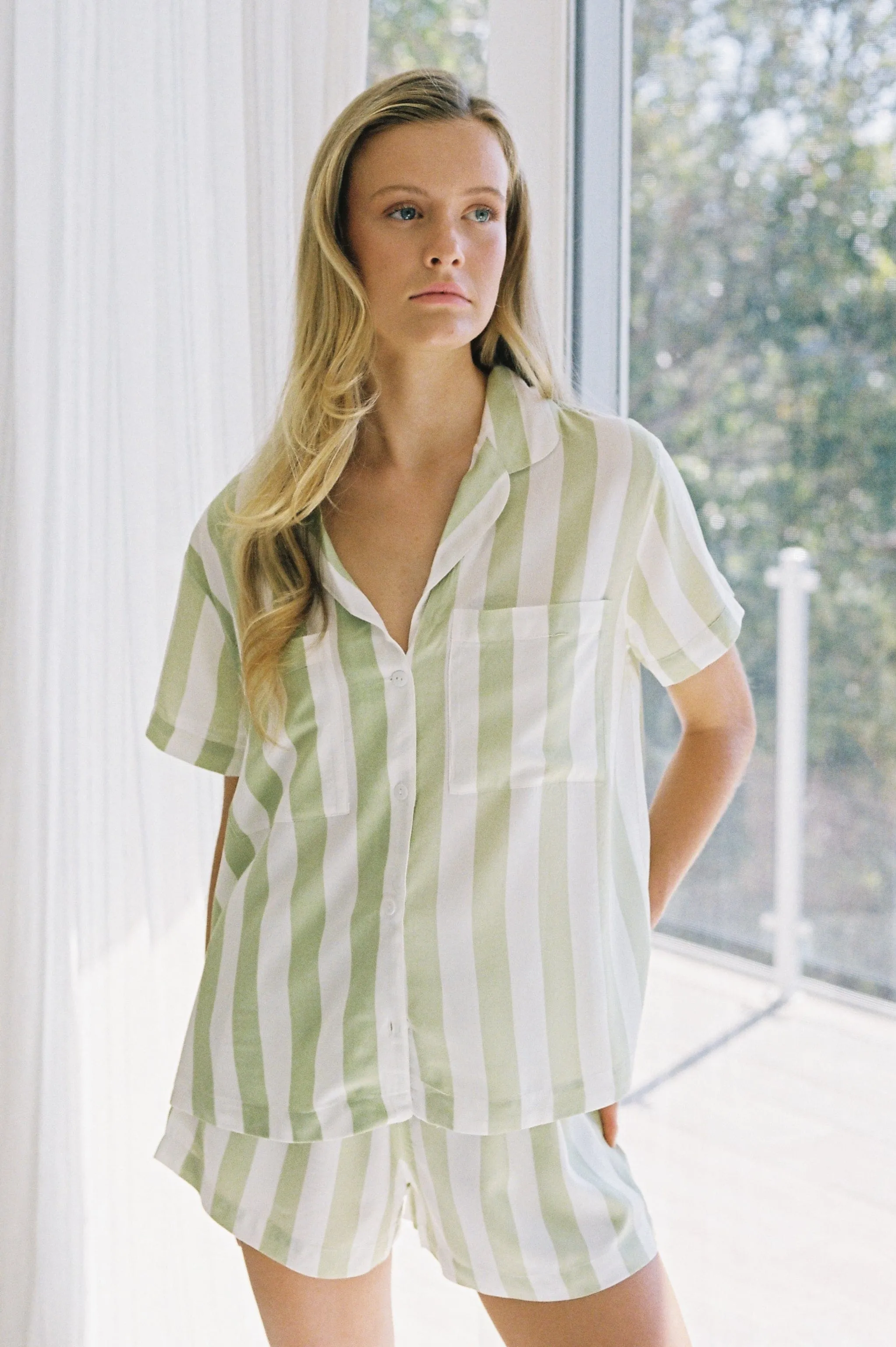 Abigail Sleep Set - Stripe - Margarita Green