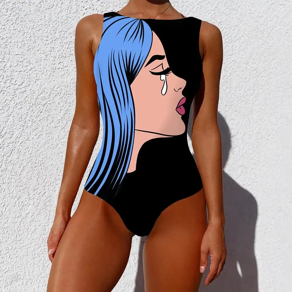 Abstract Colorful Graffiti One-Piece Swimsuit