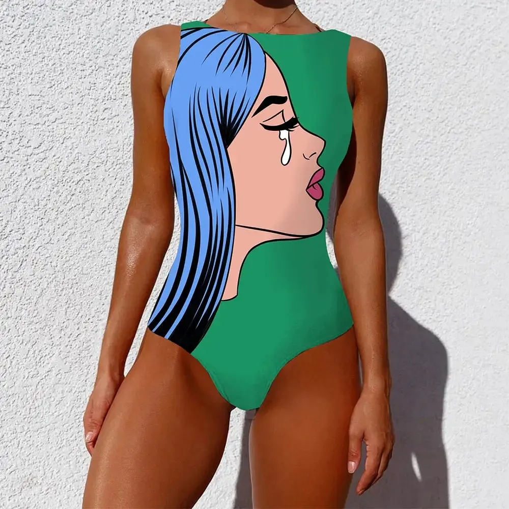 Abstract Colorful Graffiti One-Piece Swimsuit