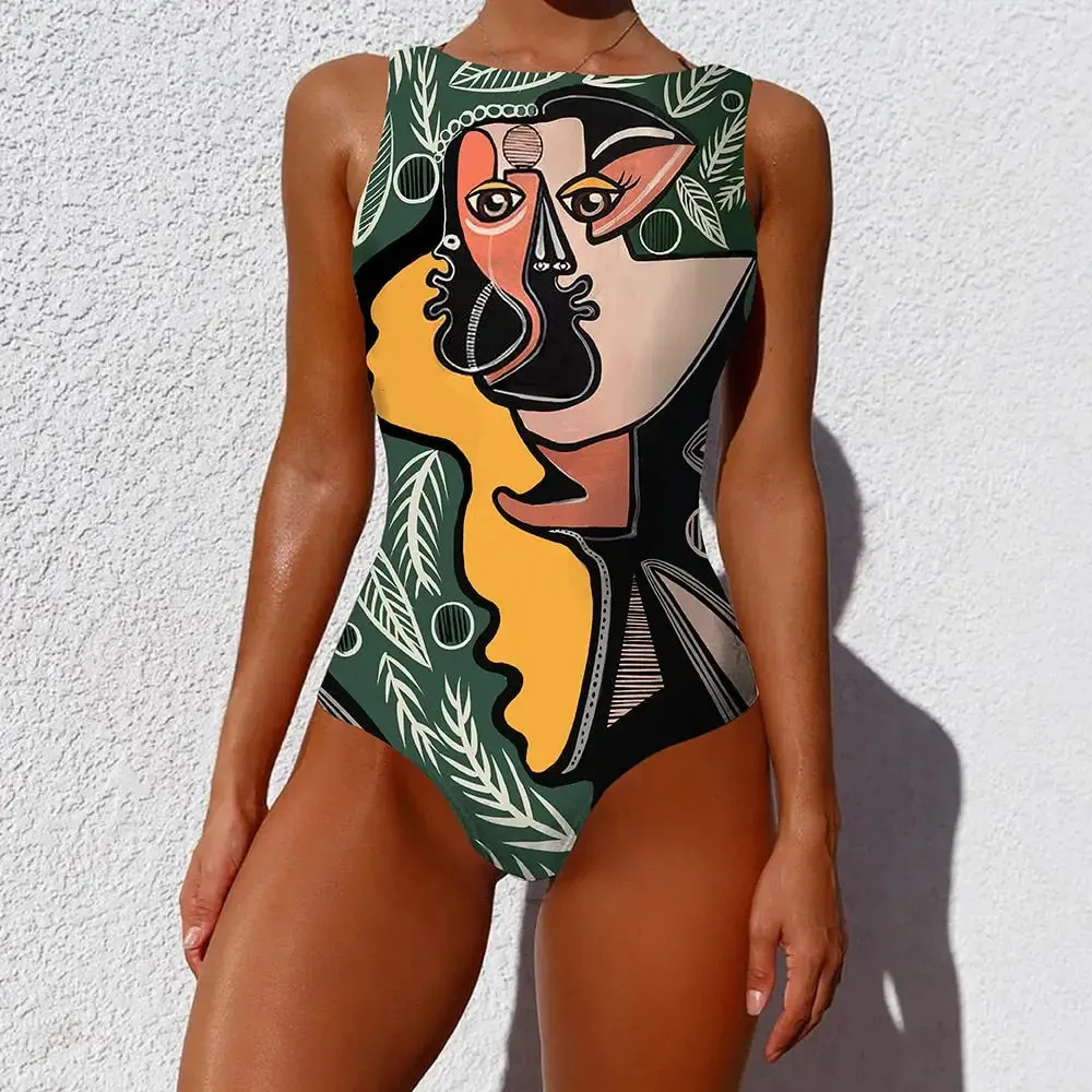 Abstract Colorful Graffiti One-Piece Swimsuit