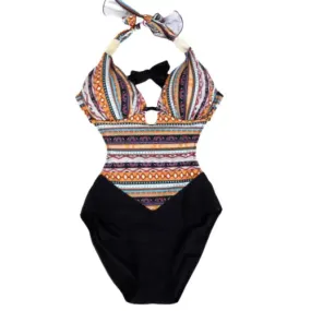 Abstract Patterns Push Up Plus Size Swimsuit