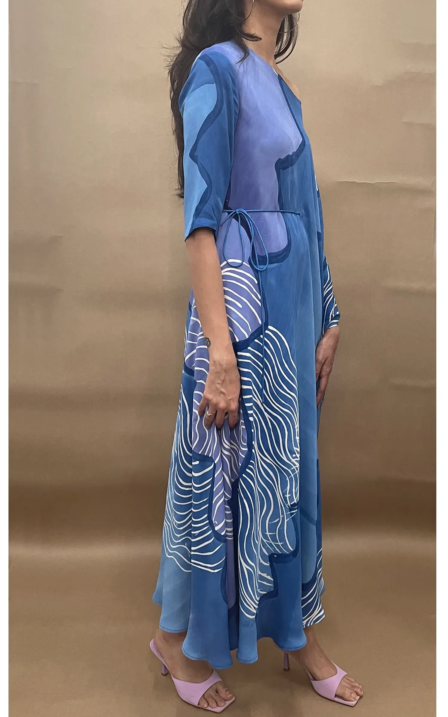 Abstract Printed Drop Shoulder Drape