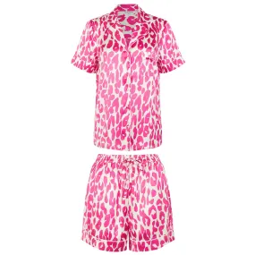 Accessorize London Women's Pink Leopard Print Satin Pyjama Set Small