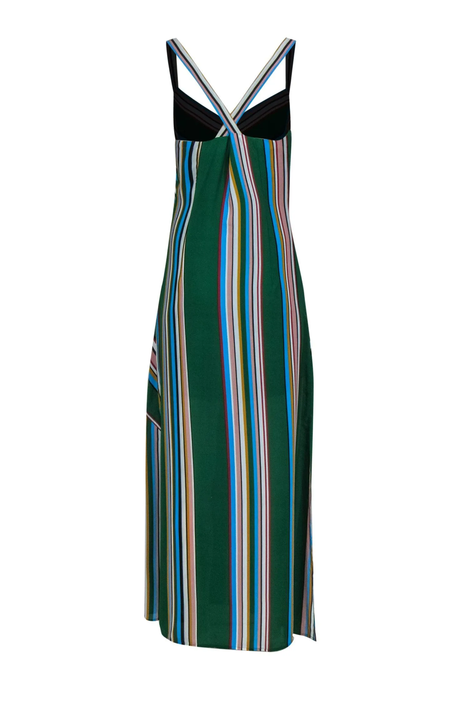 Adrianna Papell - Green & Multicolor Striped Sleeveless Maxi Dress Sz 6