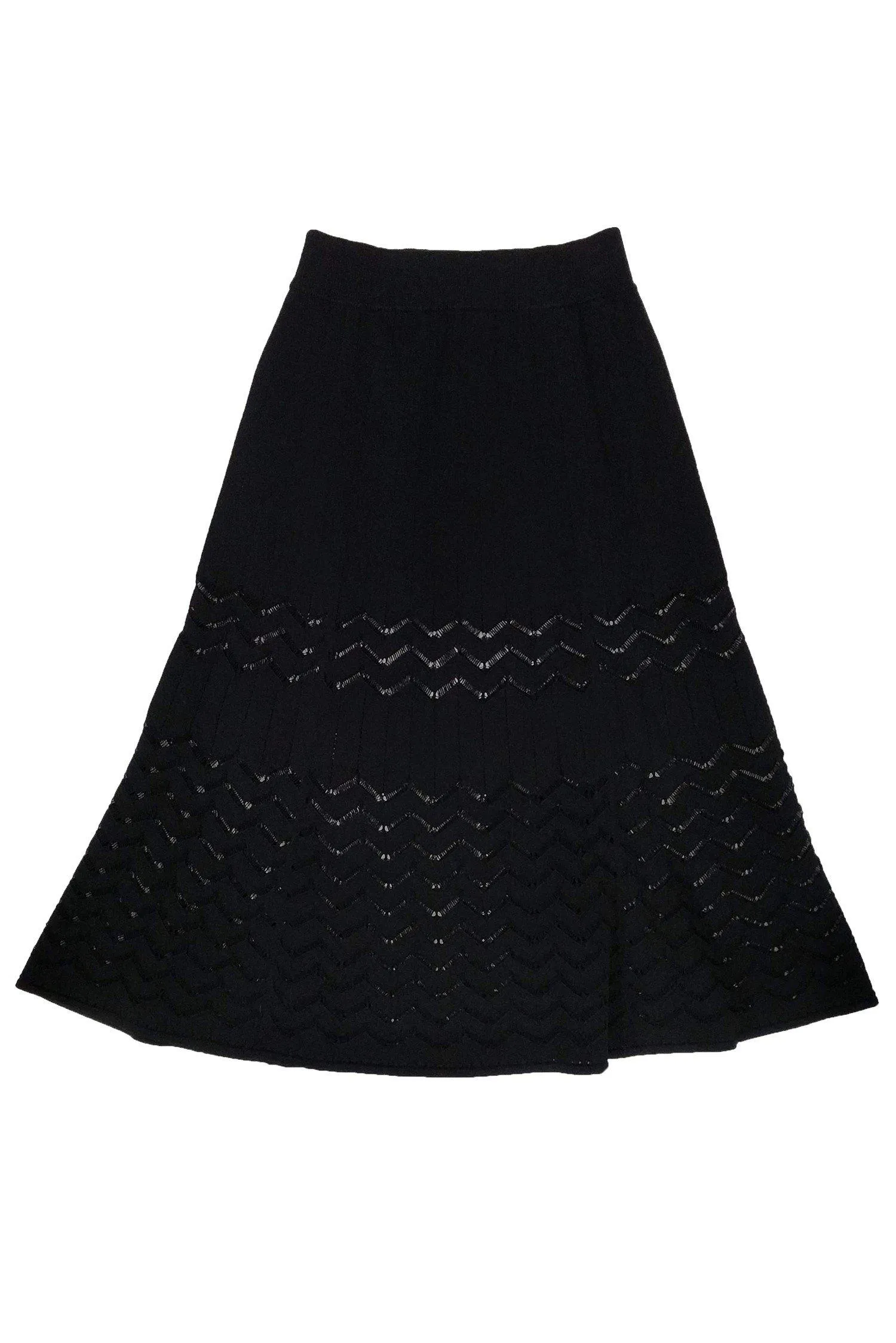 A.L.C. - Black Chevron Midi Skirt Sz S