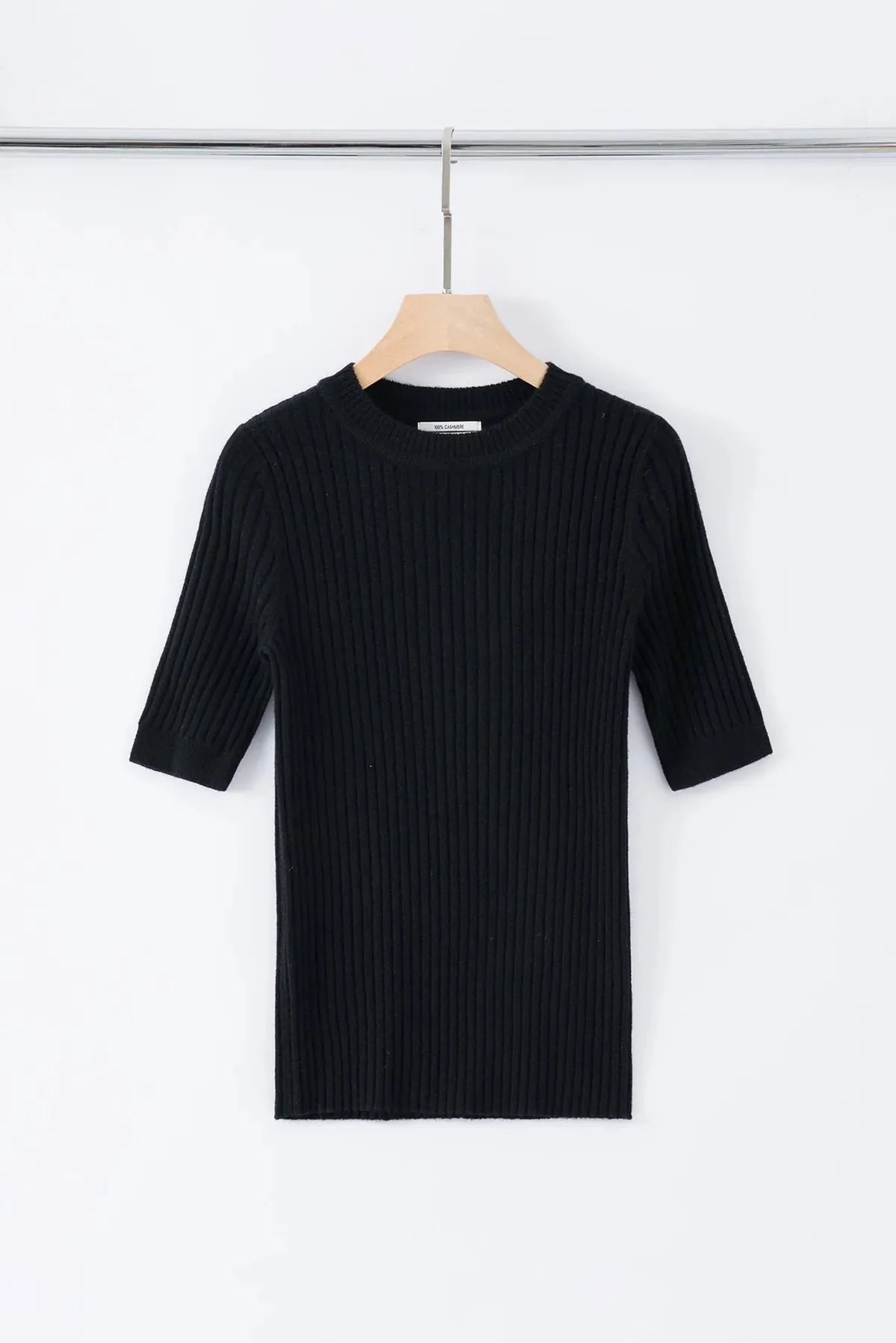 Aleger Cashmere Short Sleeve Tee in Black