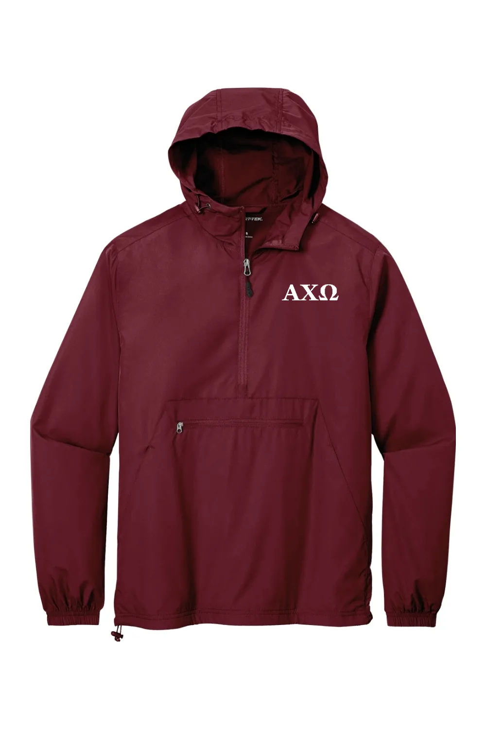 Alpha Chi Omega - Sport-Tek Packable Anorak - White Embroidered Letters