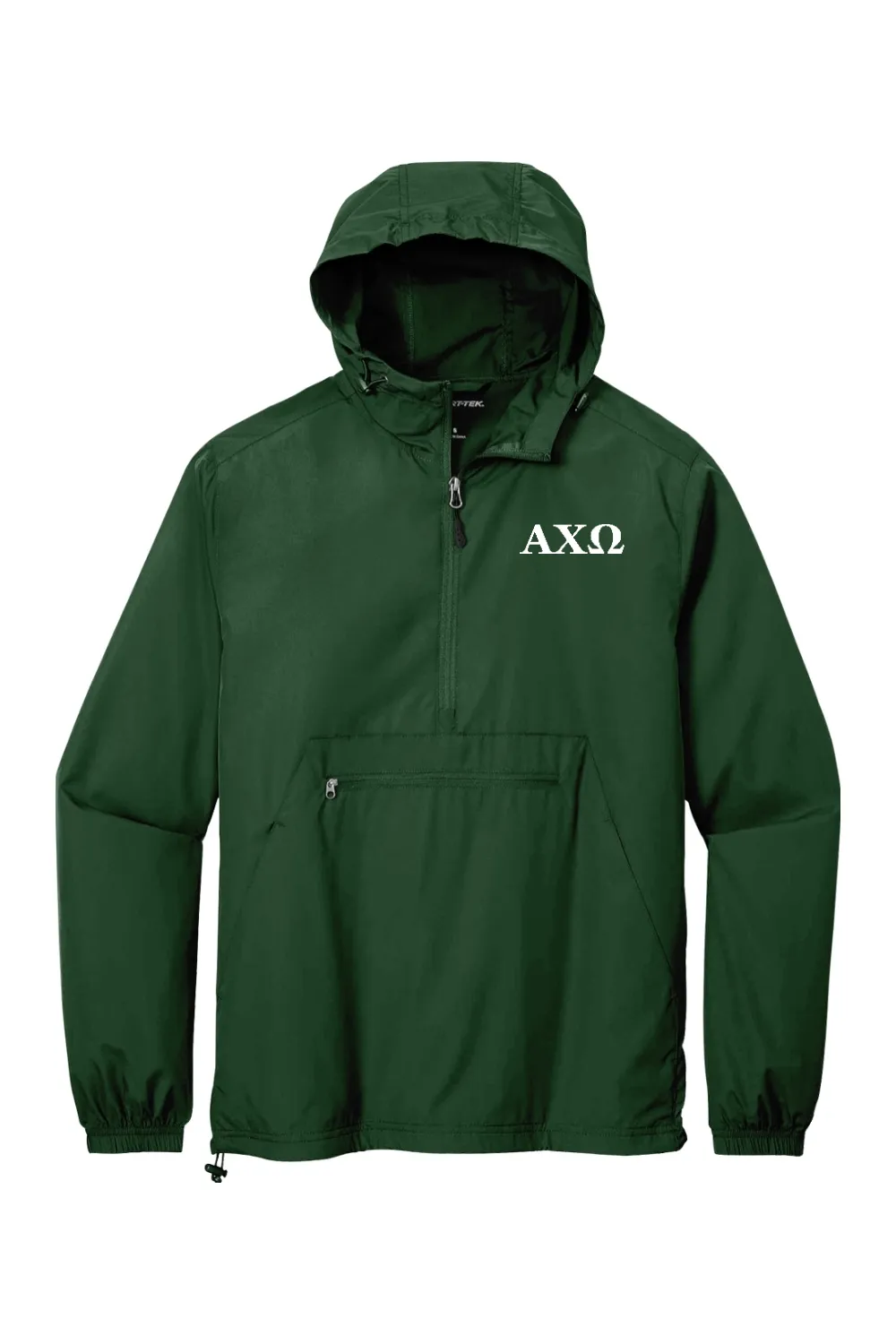 Alpha Chi Omega - Sport-Tek Packable Anorak - White Embroidered Letters