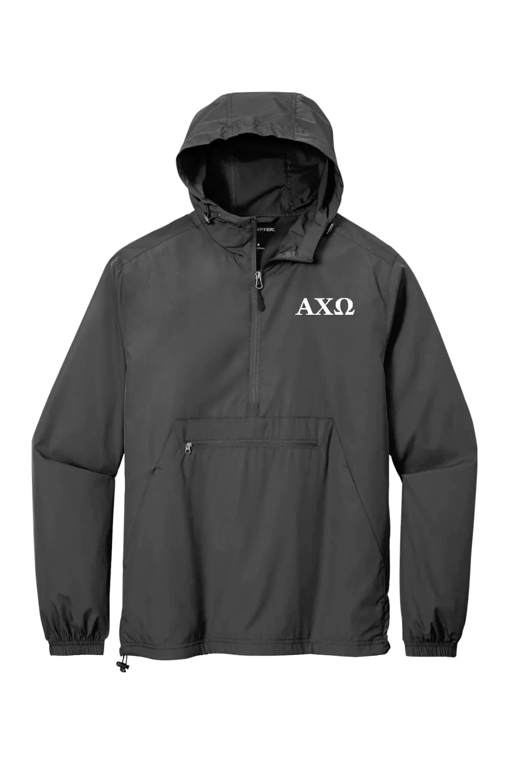 Alpha Chi Omega - Sport-Tek Packable Anorak - White Embroidered Letters