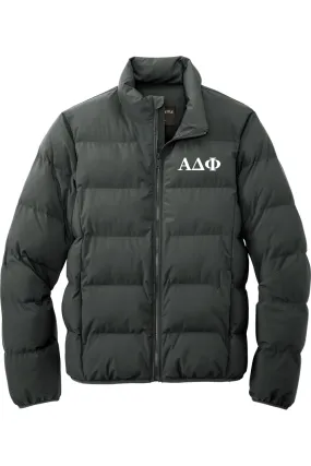 Alpha Delta Phi - Puffy Jacket - White Embroidered Letters