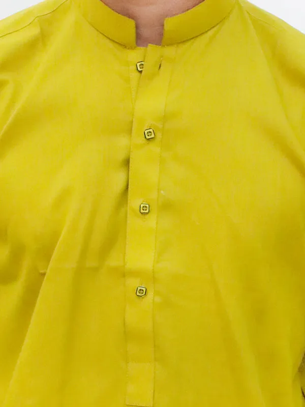 AM Men's Festive Plain Kurta Bright Yellow