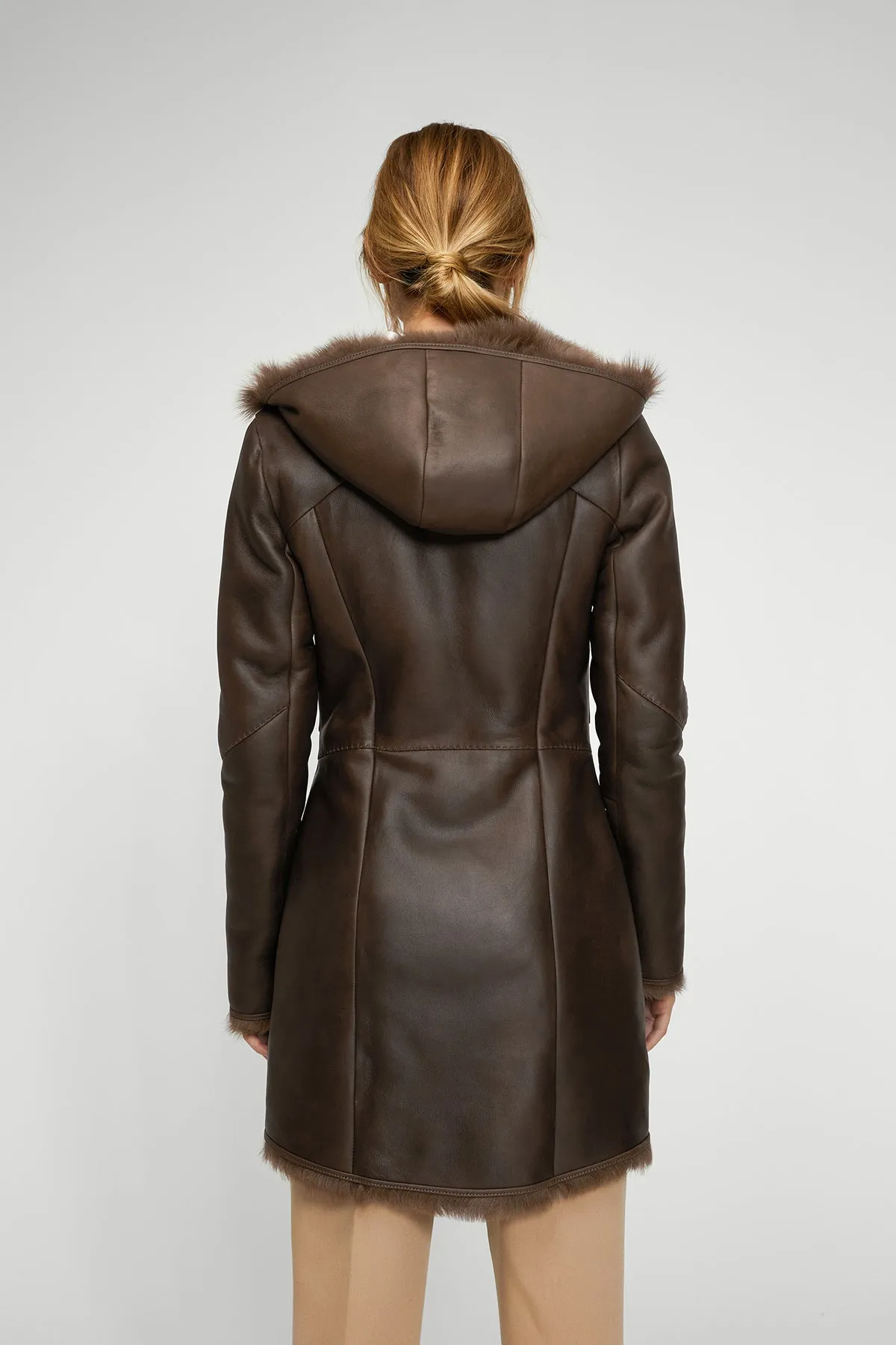 Amelie - Brown Tobacco Shearling Coat