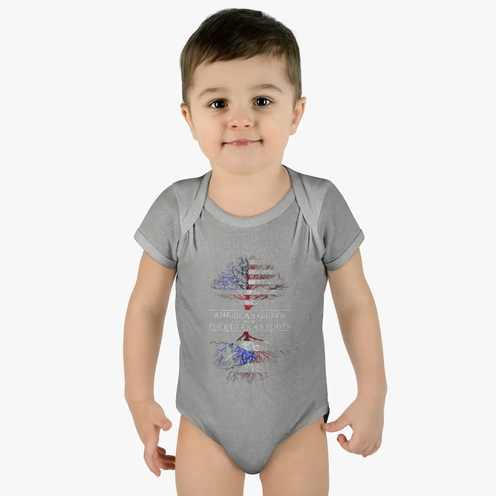 American Grown W/ Puerto Rican Roots Infant Baby Rib Bodysuit