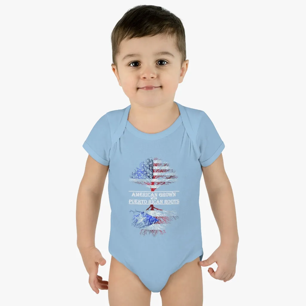 American Grown W/ Puerto Rican Roots Infant Baby Rib Bodysuit