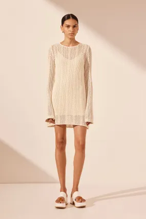 ARLO LONG SLEEVE MINI DRESS - IVORY