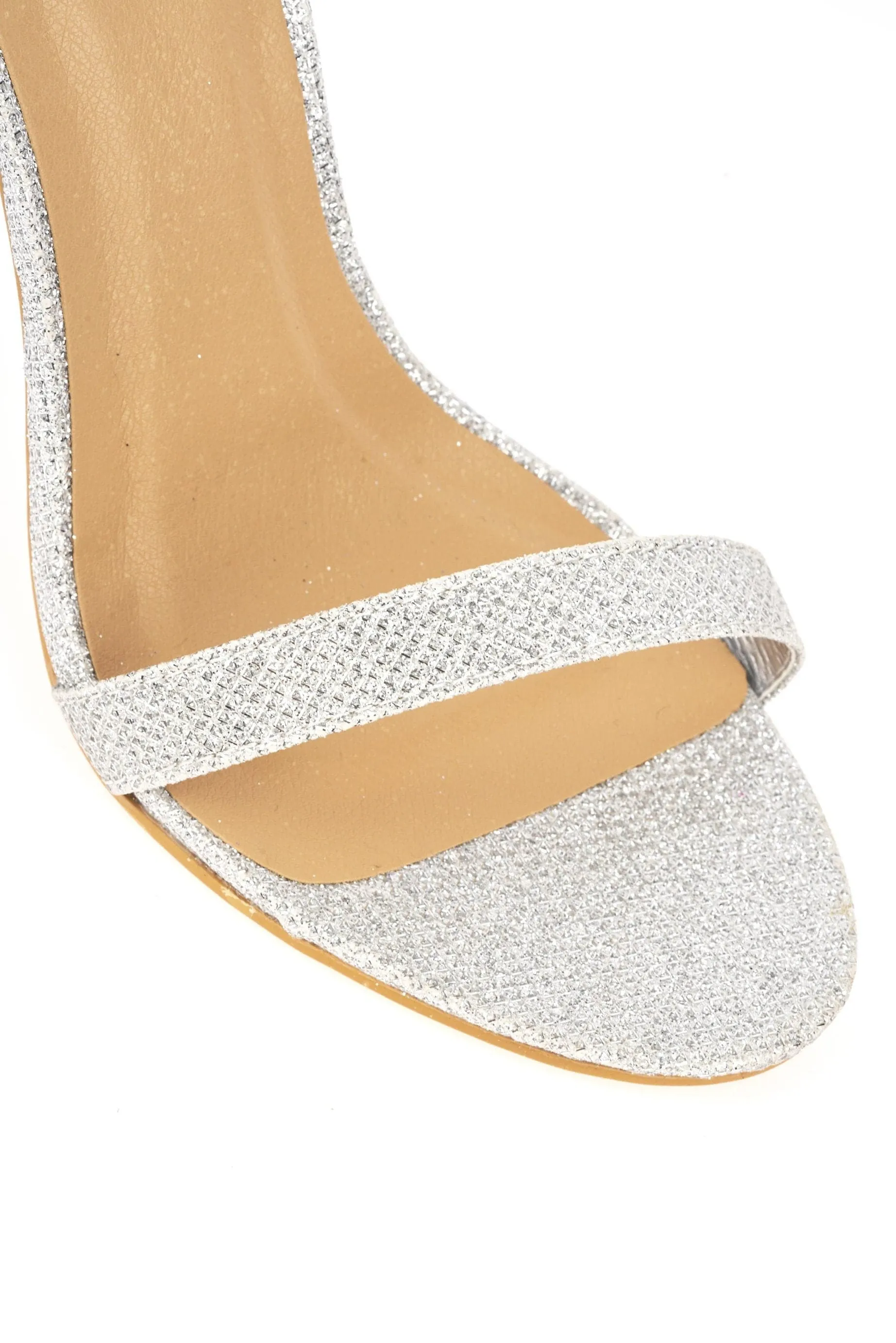 Arron Anklestrap Stiletto Sandal in Silver Mesh