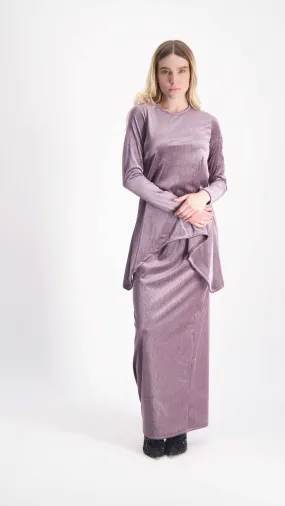 Asymmetric Ribbed Velvet Set / Pudra & Silver Line