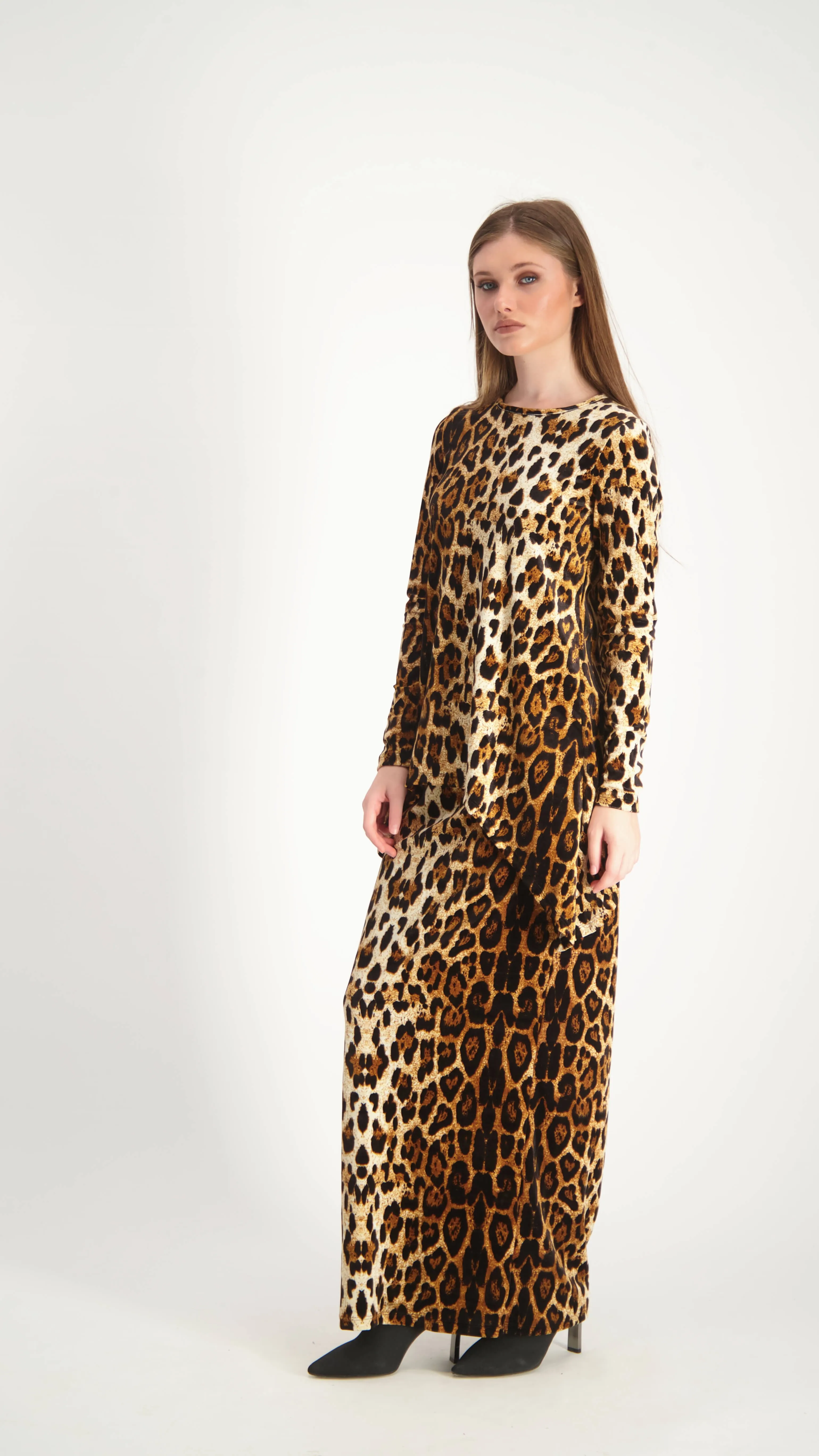 Asymmetric Velvet Set / Leopard