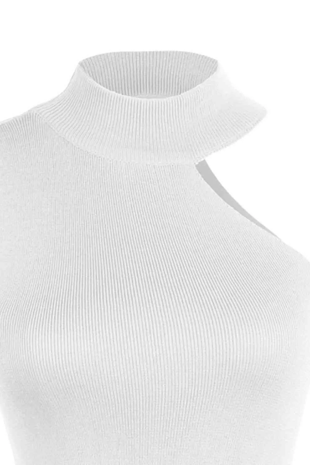 Asymmetrical Sleeveless Rib-Knit Top