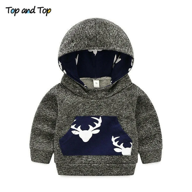 Baby Boy 2Pcs/Set Long Casual Hooded Tracksuit Set