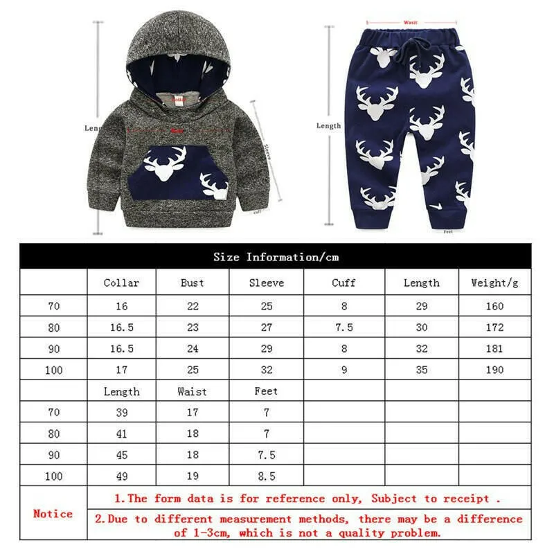 Baby Boy 2Pcs/Set Long Casual Hooded Tracksuit Set