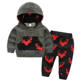 Baby Boy 2Pcs/Set Long Casual Hooded Tracksuit Set