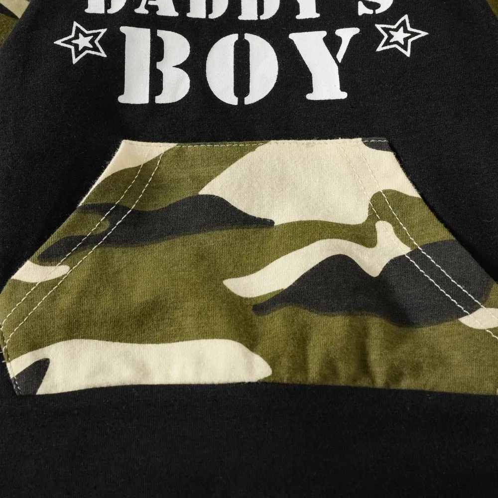 Baby Boys Army Green Camouflage Hooded 2pc Set