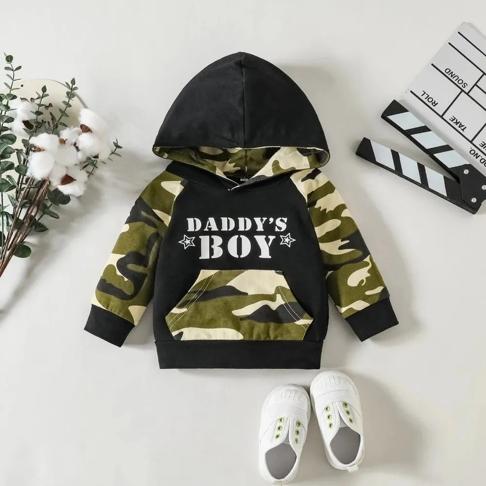 Baby Boys Army Green Camouflage Hooded 2pc Set