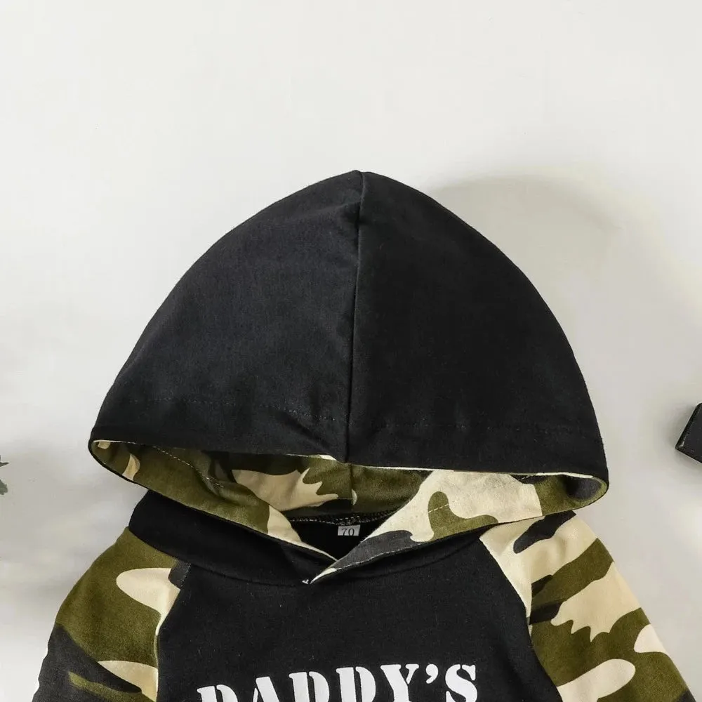 Baby Boys Army Green Camouflage Hooded 2pc Set