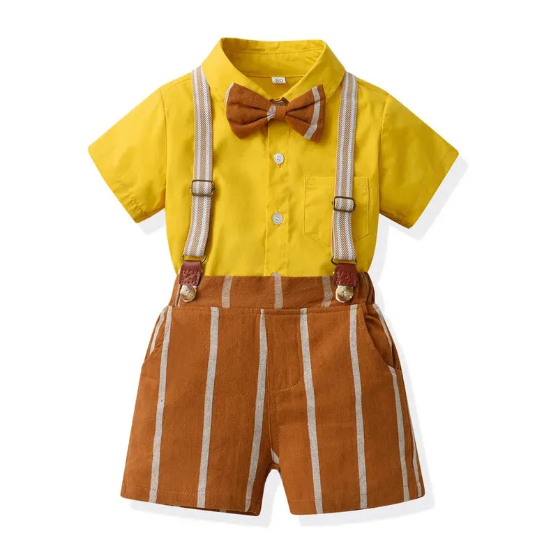 Baby Boys Blue Brown Gentleman Clothing Sets