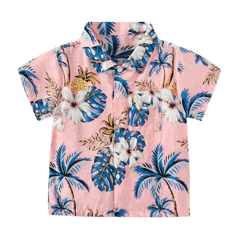 Baby Boys Summer Hawaiian Beach Birthday Party Shirts