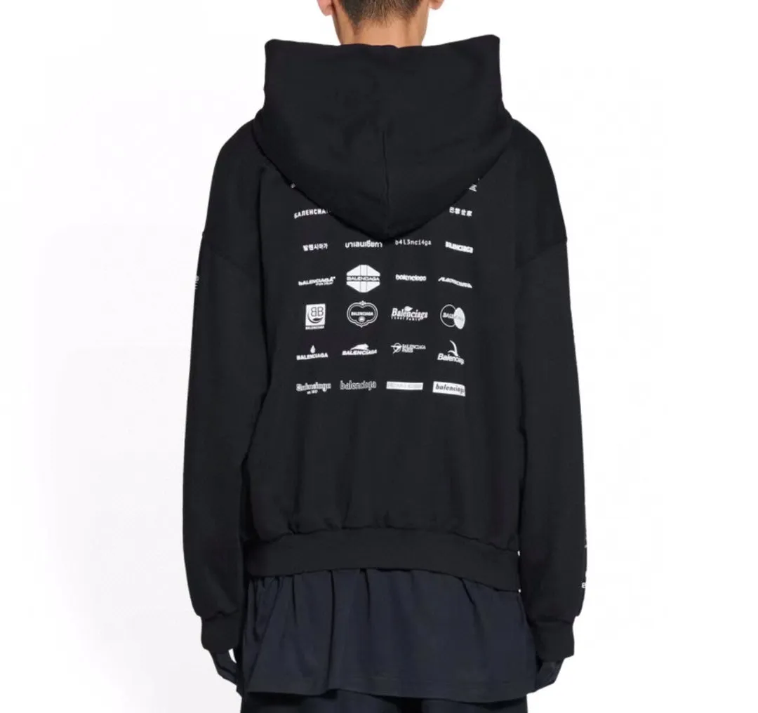 Balenciaga Black Multilogo Hoodie