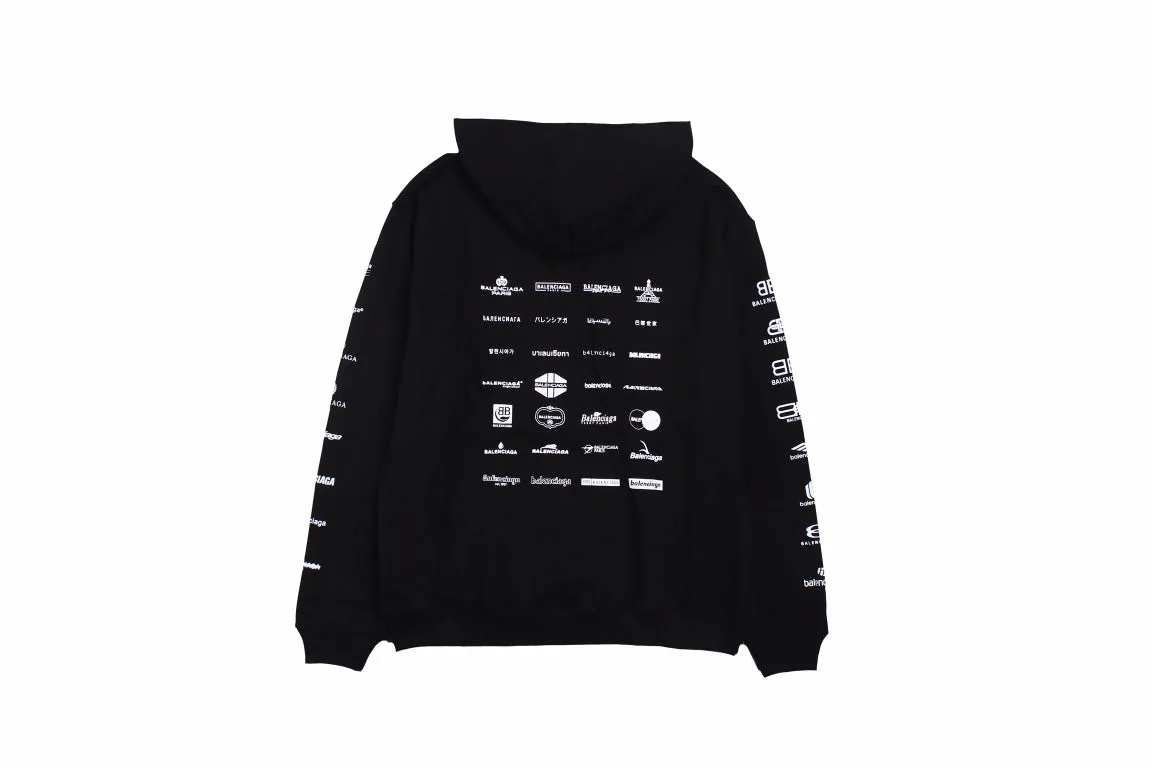 Balenciaga Black Multilogo Hoodie