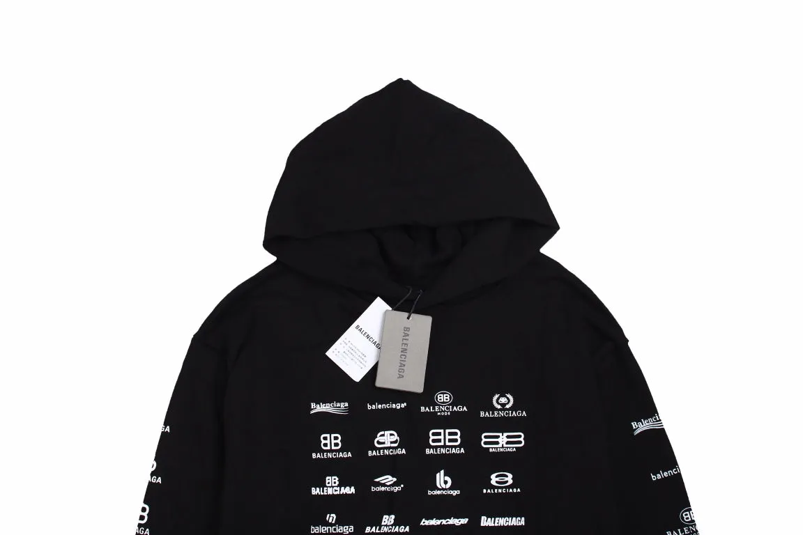 Balenciaga Black Multilogo Hoodie