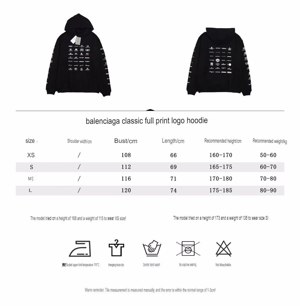 Balenciaga Black Multilogo Hoodie