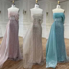 Beaded Off the Shoulder Prom Dresses Mermaid Overskirt Pageant Dress AD1254