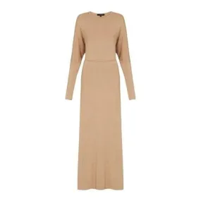 Beige Gold Batwing with Tie Waist Dress